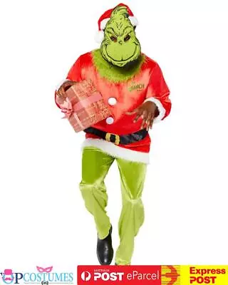 Dr Seuss The Grinch Adult Christmas Dress Up Mens Party Xmas Costume Mask • $64.13