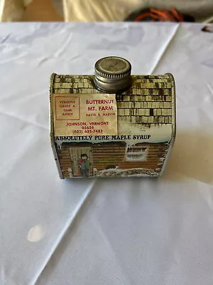 Absolutely Pure Maple Syrup Tin Log Cabin 16.9 Fl Oz Vermont Container 1984  • $12