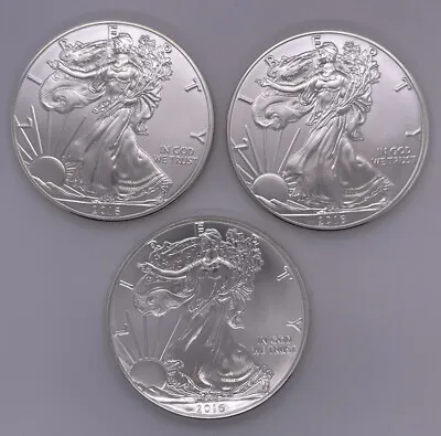 $53 • Buy Lot Of (3) 2016 USA American Eagle 1oz Fine Silver One Dollar Round Coin B39