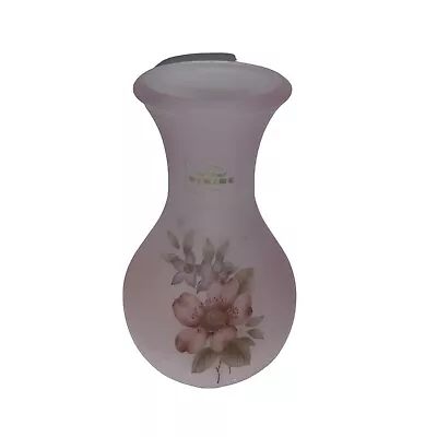 Vintage Viking Frosted Pink Floral Glass Vase 6  • $15