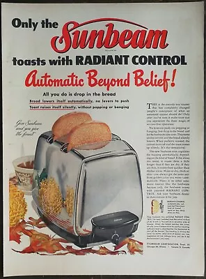 Vintage 1951 Sunbeam Radiant Control Toaster Full Page Original Ad 823 • $6.99