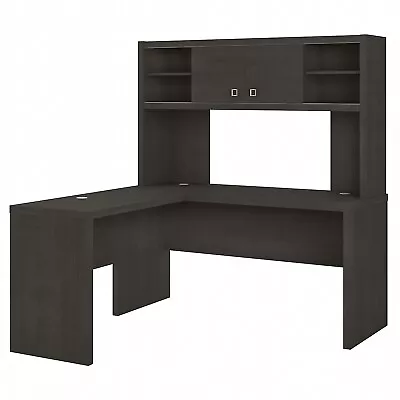 Bush Business Furniture Echo L Shaped Desk With Hutch Charcoal Maple (ECH031CM) • $688.98