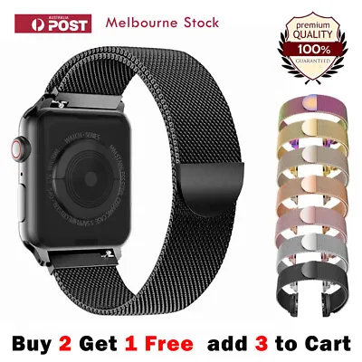 $5.99 • Buy For Apple Watch Band Series 9 8 7 654 SE Magnetic Stainless Steel Milanese Strap