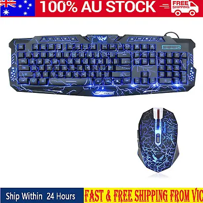 $39.89 • Buy LED Backlight And Mouse Retro Computer Keyboard Gaming Mechanical Set PC Laptop