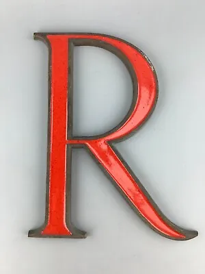 Big Vintage Brass And Red Enamel Sign Letter R Wunderlich  • $144