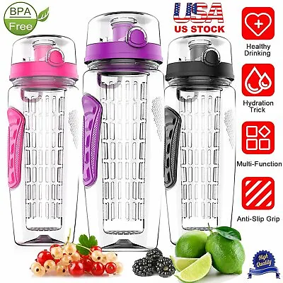 1000ml Fruit Infusion Infusing Infuser Water Bottle Health BPA-Free Plastic • $17.71