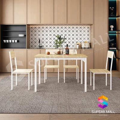 $209.79 • Buy Dining Table And 4 Chairs Set Kitchen Chair Restaurant Wooden Metal Oak White