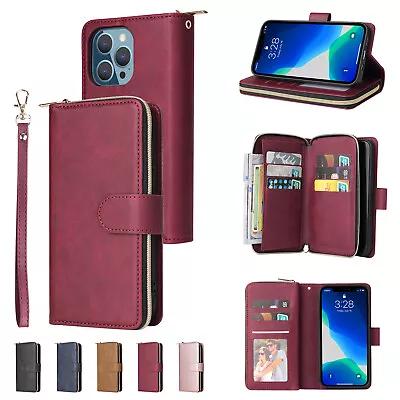 $19.52 • Buy For IPhone 13 12 11 MAX Case Wallet Flip Cover With Card Holder And Wrist Strap