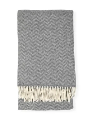 £120 • Buy Merino & Cashmere Herringbone Throw Grey 136 X 180cm By Heal's **New** RRP £179