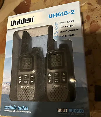 $108 • Buy Uniden UH615-2 High Grade Twin Pack 1.5 Watt UHF Handheld 2-Way Radio