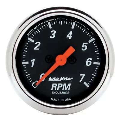 Auto Meter 1477 Gauge; Tachometer; 2 1/16 ; 7K Rpm; In-Dash; Designer Black • $173.89