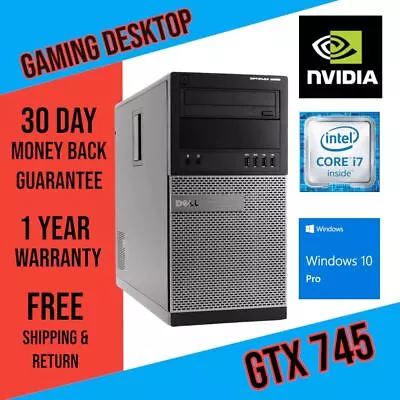 Dell Gaming Computer Intel I7 GTX745 Up To 32GB RAM 4TB SSD PC Win10 Wi-Fi • $89.99
