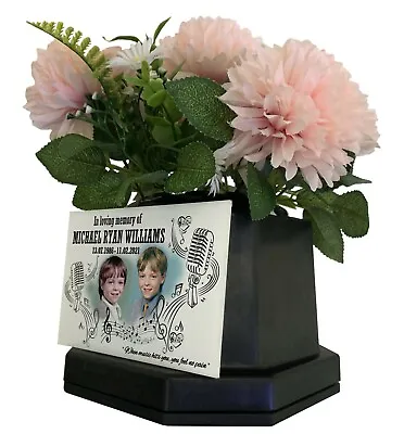 Cemetery Grave Memorial Personalised Flower Pot With Photo Plaque Weatherproof • £24.99