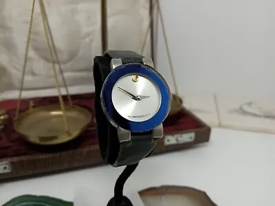 Vintage Movado Swiss Made Women's Watch Bold Blue Silver Dial Quartz # 88A28888 • $127.99