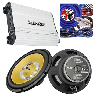 1 X Infinity 12  Inch 1200W Subwoofer + Amplifier 1600W + 4 Gauge Kit • $144.99