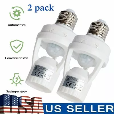 2 PCS E27 PIR Infrared Motion Sensor LED Light Dimmable Lamp Bulb Holder Socket • $13.15