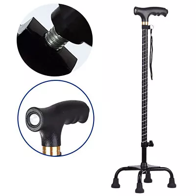 Walking Cane Cane With LED Light Pivoting Quad Base Adjustable Walking Stick • $23.90