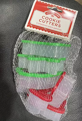 6 Piece Cookie Cutter Red Green Set Soft Grip Shapes Mitten Stocking Shirt … • $5