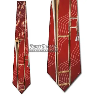 Trombone Ties Instrument Neckties Mens Music Notes Orchestra Band Neck Tie NWT • $18.75