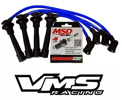 Vms Racing Blue Ignition Wires + Msd Spark Plugs For 92-95 Honda Civic Si D16z6 • $72.95