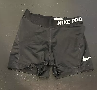 Nike Pro Dri Fit Size S Girls Black Spandex Shorts Gymnastics Dance Volleyball • $14.99