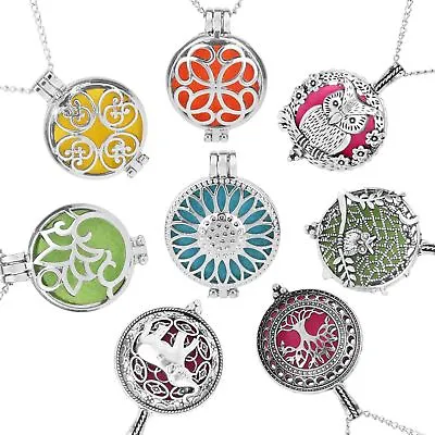 $16.98 • Buy Vintage Pendant Necklace Perfume Silver Oil Essential Diffuser Necklaces Gifts