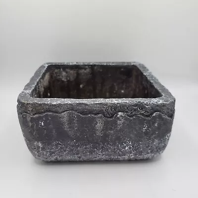 Vintage Square Bonsai Dish Planter Cement Mix Gray With White Patina Old • $12