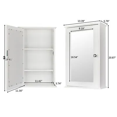 NEW Single Door Mirror Indoor Bathroom Wall Mounted Cabinet Shelf White • $34.50