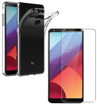 For LG G6 TEMPERED GLASS SCREEN PROTECTOR + CLEAR SILICONE TPU GEL CASE COVER • £5.45