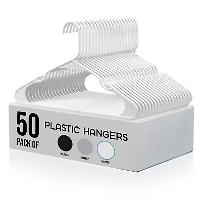 Plastic Hangers For Clothes Lightweight Durable Space Saving Hangers 50 Pack • $25.95