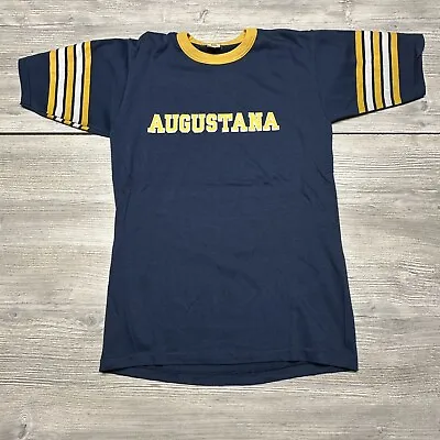 Vintage Augustana College Shirt Mens Small Medium Blue Ringer Velva Sheen USA • $11.70