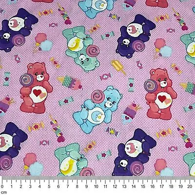 LC2456 Care Bears Candy Toss Pink Woven Cotton • $11.55