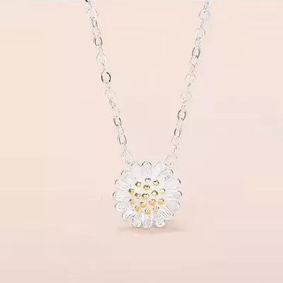 Daisy Flower Pendant 18  Chain Necklace Gold Sterling Silver Women Girl Gift • £3.99