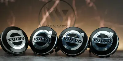 Set Of 4 Black Volvo Alloy Wheel Caps 64mm Xc60 Xc90 S60 S90 S80 V40  • $50.08