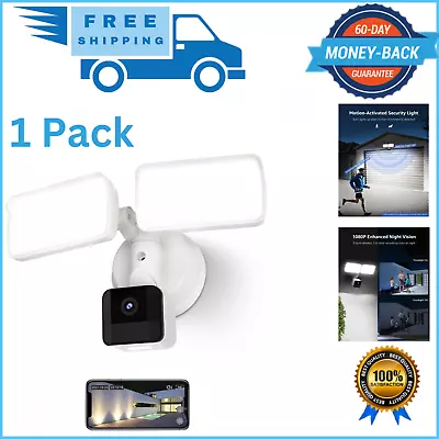Wired Surveillance Camera Outdoor Wifi W/ Motion Activated Floodlight White • $127.90