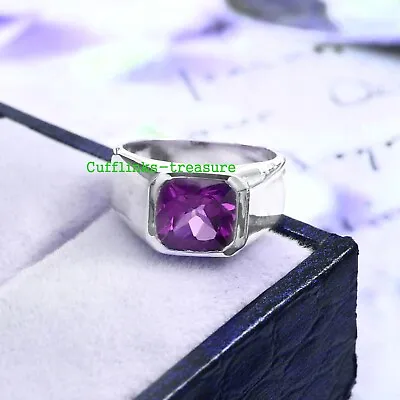 Natural Amethyst Gemstone With 925 Sterling Silver Ring For Men's #453 • $73.15