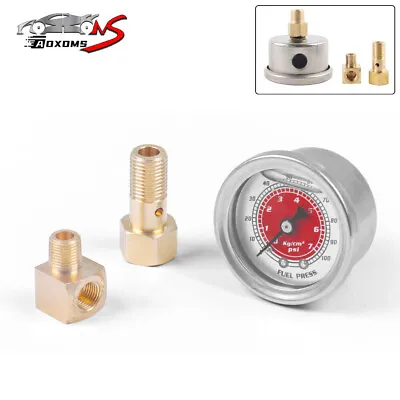 Fuel Pressure Gauge Liquid Filled Meter 1/8 NPT 100PSI For VMS Honda Acura Civic • $12.49