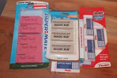 Papermate Prismacolor Magic Rub Pink Pearl & Pentel Hi-Polymer Erasers New Lot  • $18.99