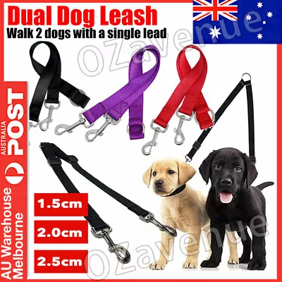 $9.95 • Buy 2 Way Dog Leash Pet Lead Double Dog Coupler Dual Lead Walk 2 Small Dogs Leash