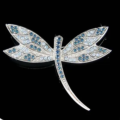 £69.12 • Buy Big Blue DRAGONFLY Made With Swarovski Crystal Bridal Wedding Jewelry Pin Brooch