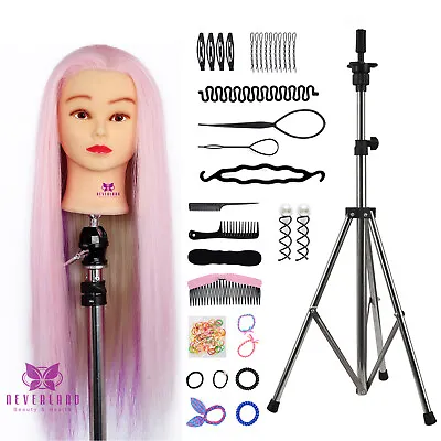 24'' Training Head Styling Hair Hairdressing Mannequin Doll+Braid Set+Tripod UK • £29.99
