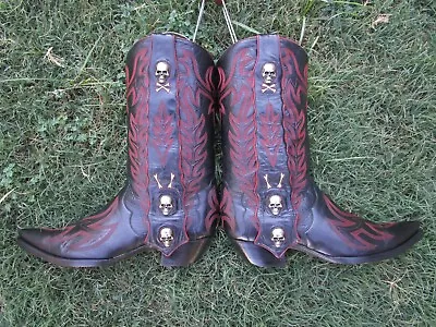 Vintage ⭐ Liberty ⭐ Mule Ear ⭐ Cross Bones ⭐3d Skulls ⭐ Rare⭐ Western⭐boots 14 D • $1500