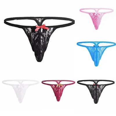 Mens Cheeky Lace Underwear Thong T Back Thong Brief Knickers UK FAST Dispatch • £8.99