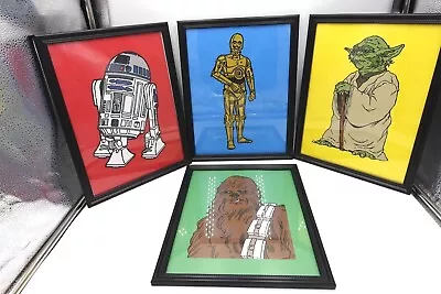 Lot Of 4 Framed Star Wars Kids Childrens Wall Art Decor Chewbacca Yoda C3P0 R2D2 • $21.24