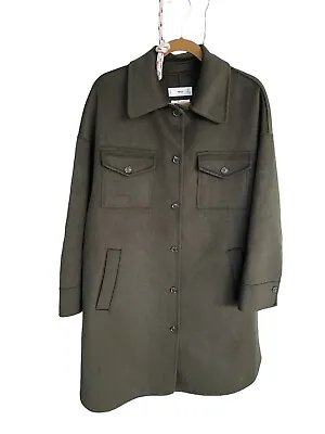 MNG By Mango Army Green Military Style Long Sleeve Collared Coat Size Medium • $100