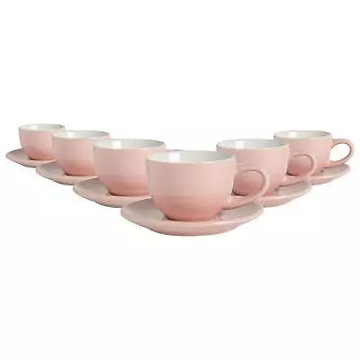 £19.99 • Buy 12 Piece Espresso Cup & Saucer Set Porcelain Coffee Cafe Cups 90ml Pink