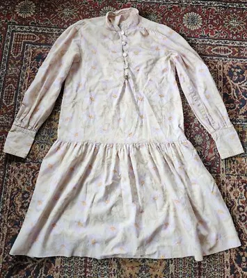 Vintage 80s 90s Laura Ashley Floral Dropped Waist Cotton Dress Wales US 10 UK 12 • $75