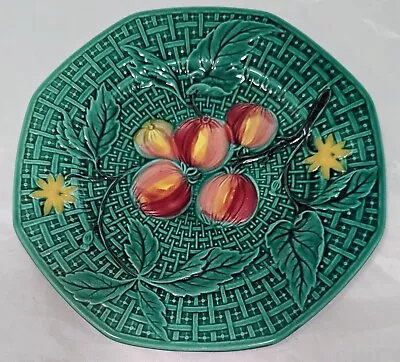 Georg Schmider Zell Germany Majolica Fruit & Basketweave Plate Antique C.1907-28 • $34.98