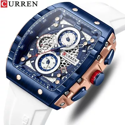 CURREN Men Rectangle Watch Fashion Chronograph Wristwatch Boy Girl Sport Watches • $27.91