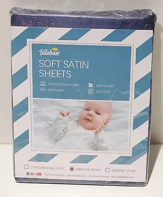 Biloban Mini Crib Sheet Set Fitted Breathable Satin 2pk Blue Gray 26 X38  • $27.64